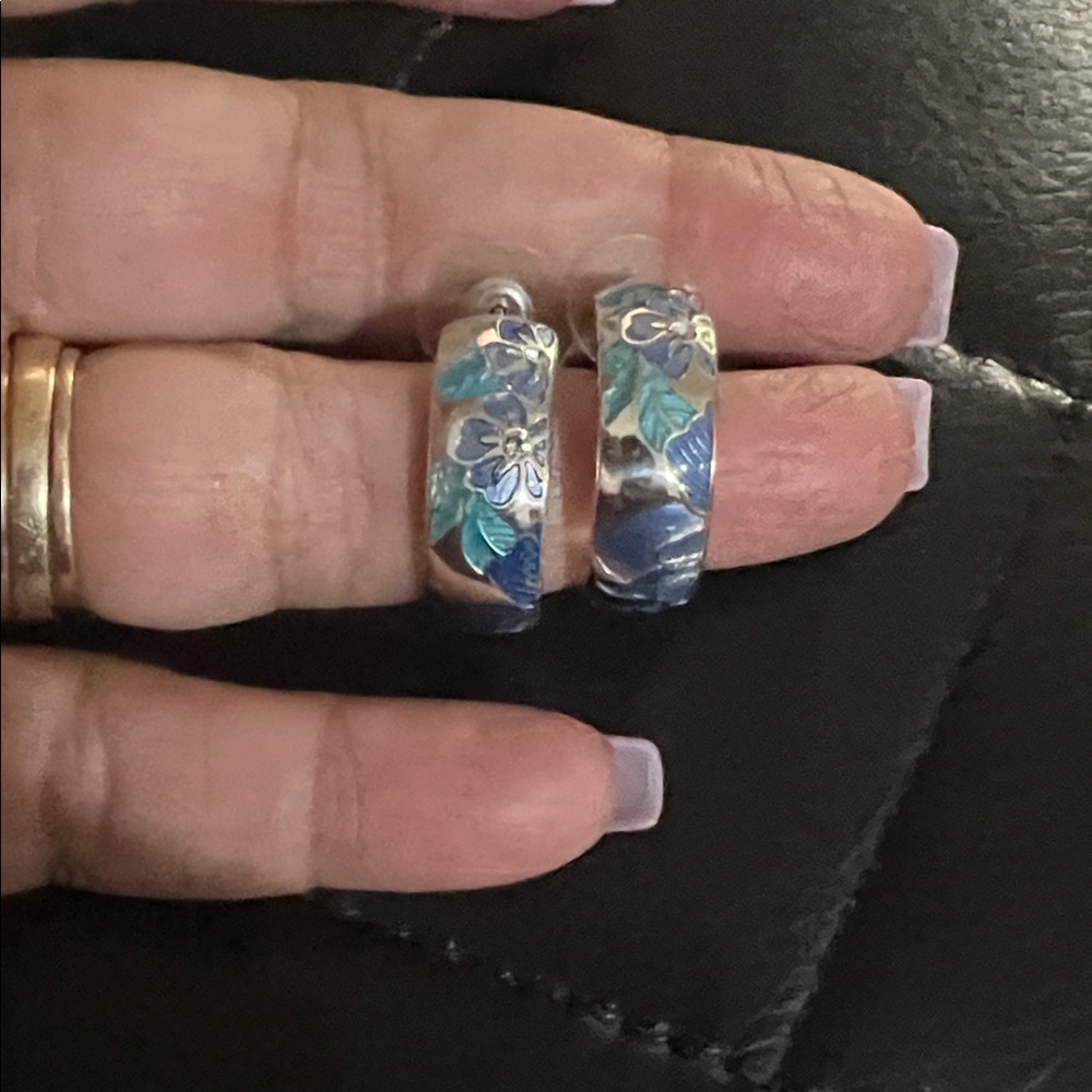 Brighton Terra Blue and Silver Hoop Earrings